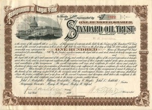 Standard Oil Trust signed by W.H. Beardsley, Archbold, and Tilford - Stock Certificate